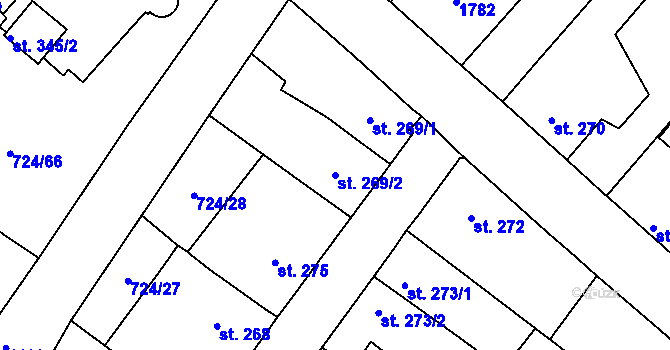 Parcela st. 269/2 v KÚ Světlá nad Sázavou, Katastrální mapa