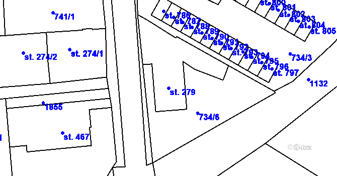 Parcela st. 279 v KÚ Světlá nad Sázavou, Katastrální mapa