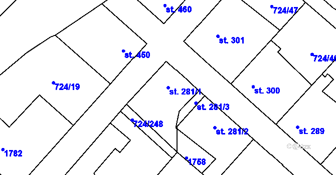 Parcela st. 281/1 v KÚ Světlá nad Sázavou, Katastrální mapa