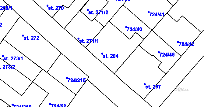 Parcela st. 284 v KÚ Světlá nad Sázavou, Katastrální mapa