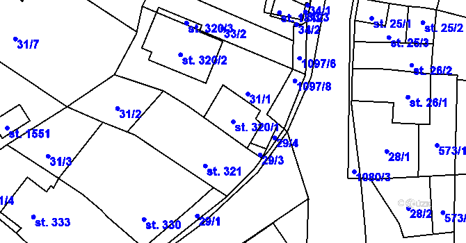 Parcela st. 320/1 v KÚ Světlá nad Sázavou, Katastrální mapa