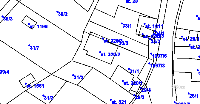 Parcela st. 320/2 v KÚ Světlá nad Sázavou, Katastrální mapa