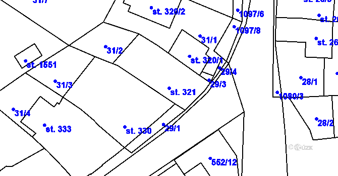 Parcela st. 321 v KÚ Světlá nad Sázavou, Katastrální mapa