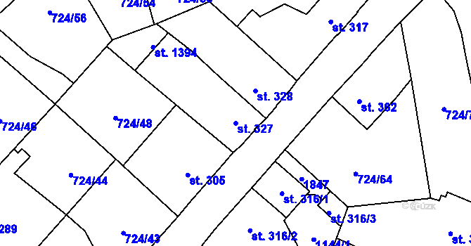 Parcela st. 327 v KÚ Světlá nad Sázavou, Katastrální mapa
