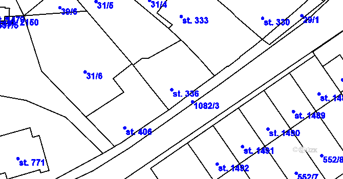 Parcela st. 336 v KÚ Světlá nad Sázavou, Katastrální mapa
