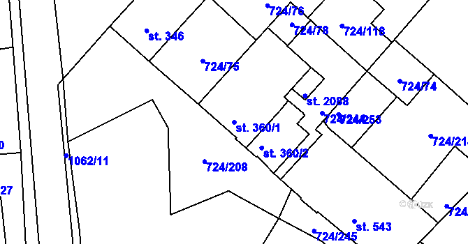 Parcela st. 360/1 v KÚ Světlá nad Sázavou, Katastrální mapa