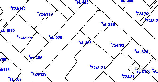 Parcela st. 363 v KÚ Světlá nad Sázavou, Katastrální mapa