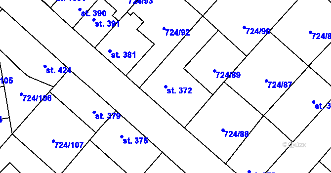 Parcela st. 372 v KÚ Světlá nad Sázavou, Katastrální mapa