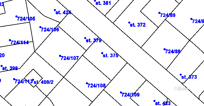 Parcela st. 375 v KÚ Světlá nad Sázavou, Katastrální mapa