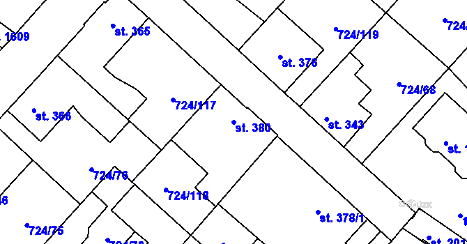 Parcela st. 380 v KÚ Světlá nad Sázavou, Katastrální mapa