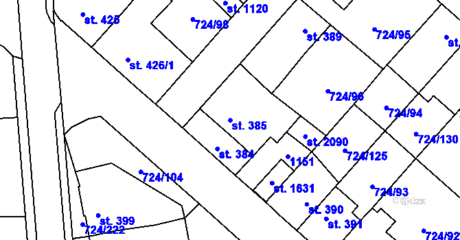 Parcela st. 385 v KÚ Světlá nad Sázavou, Katastrální mapa