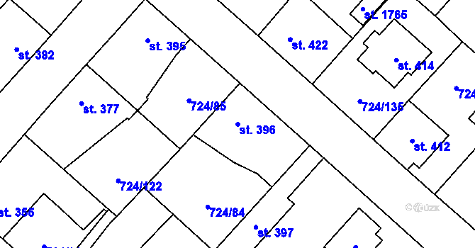 Parcela st. 396 v KÚ Světlá nad Sázavou, Katastrální mapa