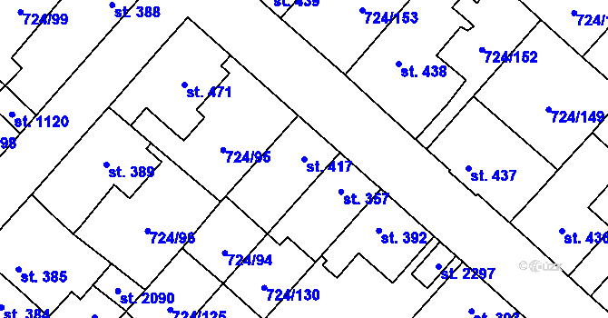 Parcela st. 417 v KÚ Světlá nad Sázavou, Katastrální mapa
