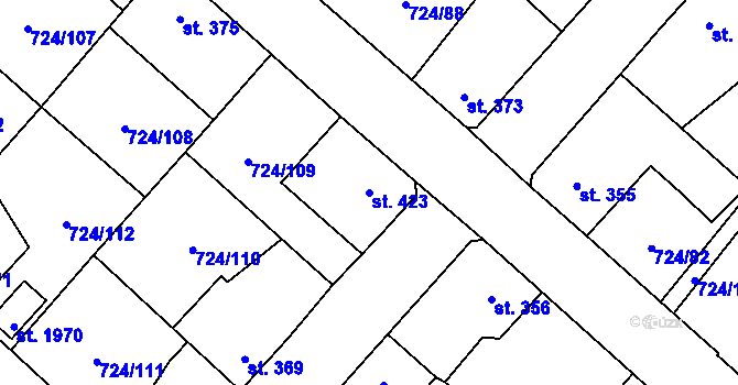 Parcela st. 423 v KÚ Světlá nad Sázavou, Katastrální mapa