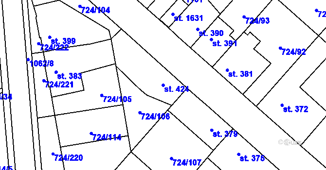 Parcela st. 424 v KÚ Světlá nad Sázavou, Katastrální mapa