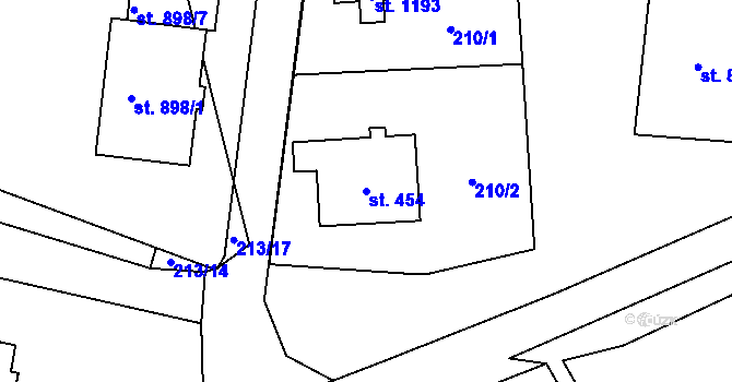 Parcela st. 454 v KÚ Světlá nad Sázavou, Katastrální mapa