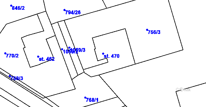 Parcela st. 470 v KÚ Světlá nad Sázavou, Katastrální mapa