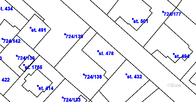Parcela st. 478 v KÚ Světlá nad Sázavou, Katastrální mapa