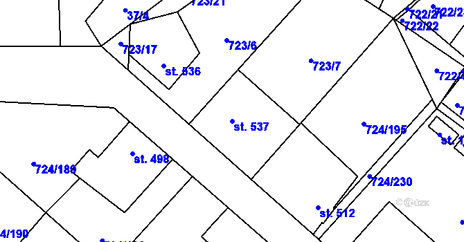 Parcela st. 537 v KÚ Světlá nad Sázavou, Katastrální mapa