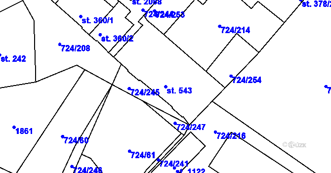 Parcela st. 543 v KÚ Světlá nad Sázavou, Katastrální mapa
