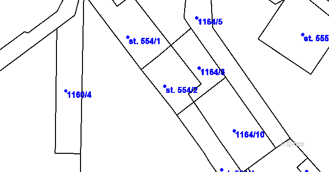 Parcela st. 554/2 v KÚ Světlá nad Sázavou, Katastrální mapa
