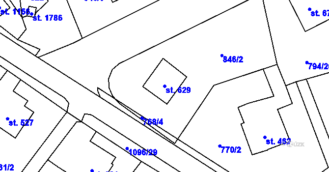 Parcela st. 629 v KÚ Světlá nad Sázavou, Katastrální mapa