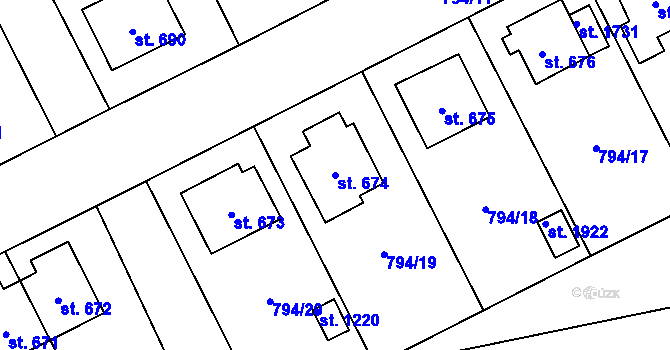 Parcela st. 674 v KÚ Světlá nad Sázavou, Katastrální mapa