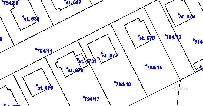 Parcela st. 677 v KÚ Světlá nad Sázavou, Katastrální mapa
