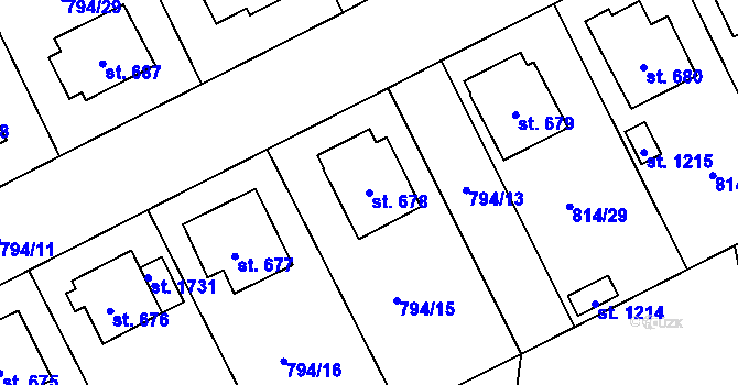Parcela st. 678 v KÚ Světlá nad Sázavou, Katastrální mapa