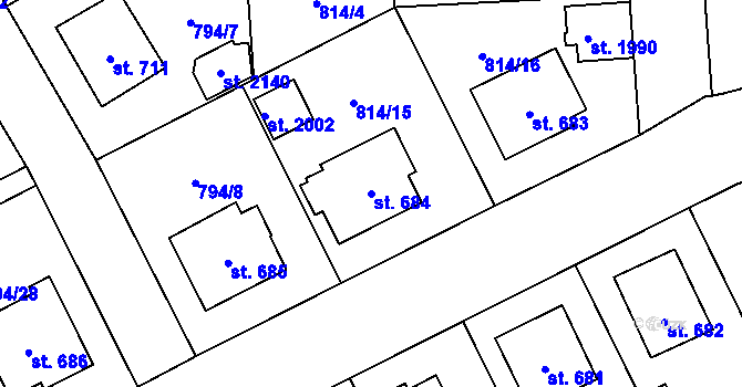 Parcela st. 684 v KÚ Světlá nad Sázavou, Katastrální mapa
