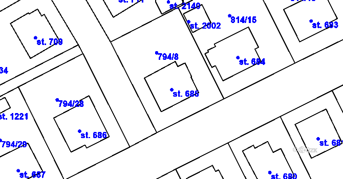 Parcela st. 685 v KÚ Světlá nad Sázavou, Katastrální mapa