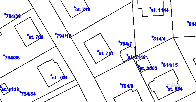 Parcela st. 711 v KÚ Světlá nad Sázavou, Katastrální mapa