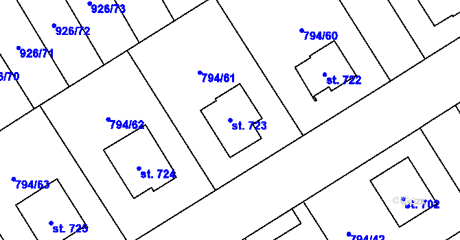 Parcela st. 723 v KÚ Světlá nad Sázavou, Katastrální mapa