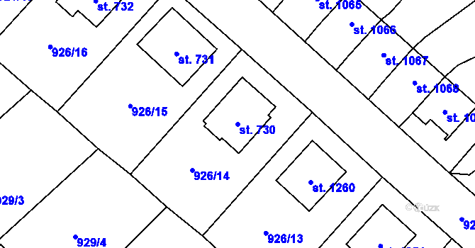 Parcela st. 730 v KÚ Světlá nad Sázavou, Katastrální mapa