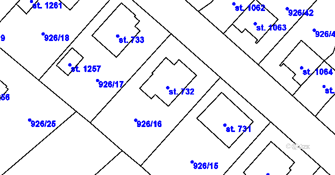 Parcela st. 732 v KÚ Světlá nad Sázavou, Katastrální mapa