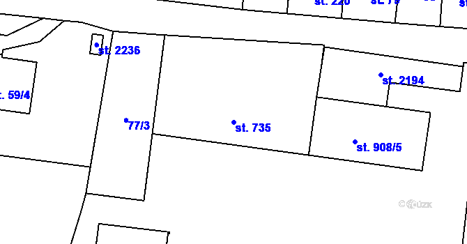 Parcela st. 735 v KÚ Světlá nad Sázavou, Katastrální mapa
