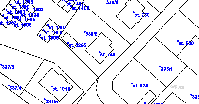 Parcela st. 740 v KÚ Světlá nad Sázavou, Katastrální mapa