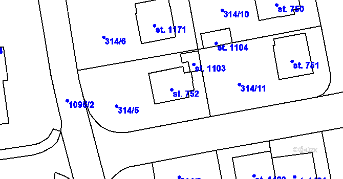 Parcela st. 752 v KÚ Světlá nad Sázavou, Katastrální mapa