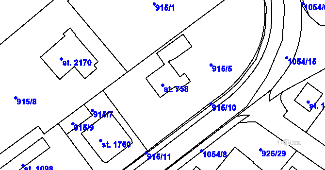 Parcela st. 758 v KÚ Světlá nad Sázavou, Katastrální mapa