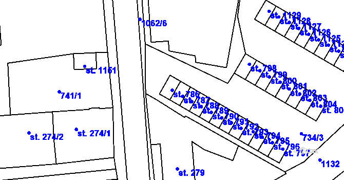 Parcela st. 786 v KÚ Světlá nad Sázavou, Katastrální mapa