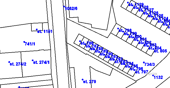 Parcela st. 787 v KÚ Světlá nad Sázavou, Katastrální mapa