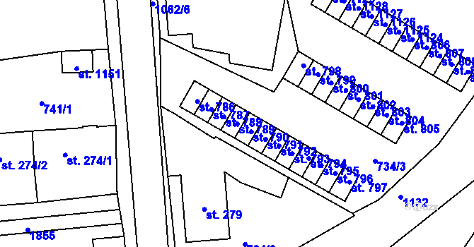 Parcela st. 789 v KÚ Světlá nad Sázavou, Katastrální mapa