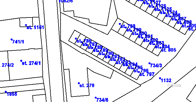 Parcela st. 790 v KÚ Světlá nad Sázavou, Katastrální mapa