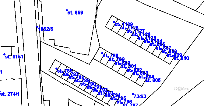 Parcela st. 798 v KÚ Světlá nad Sázavou, Katastrální mapa