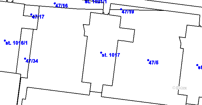 Parcela st. 1017 v KÚ Světlá nad Sázavou, Katastrální mapa