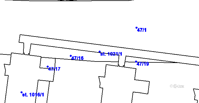 Parcela st. 1021/1 v KÚ Světlá nad Sázavou, Katastrální mapa