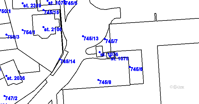 Parcela st. 1076 v KÚ Světlá nad Sázavou, Katastrální mapa
