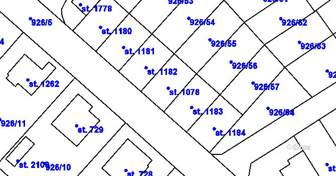 Parcela st. 1078 v KÚ Světlá nad Sázavou, Katastrální mapa