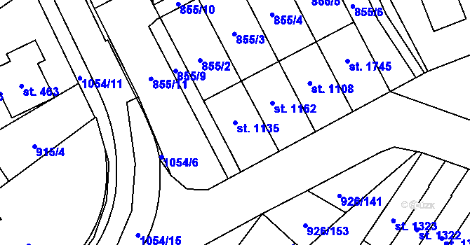 Parcela st. 1135 v KÚ Světlá nad Sázavou, Katastrální mapa