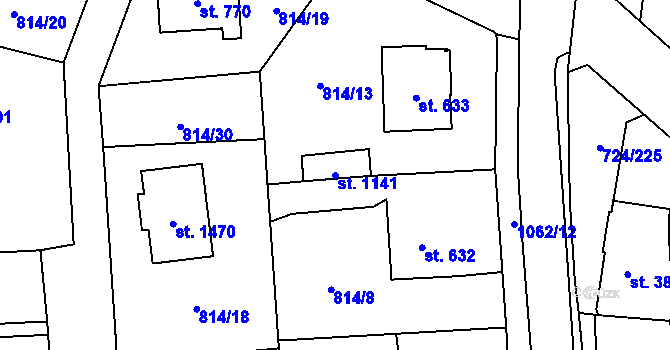 Parcela st. 1141 v KÚ Světlá nad Sázavou, Katastrální mapa